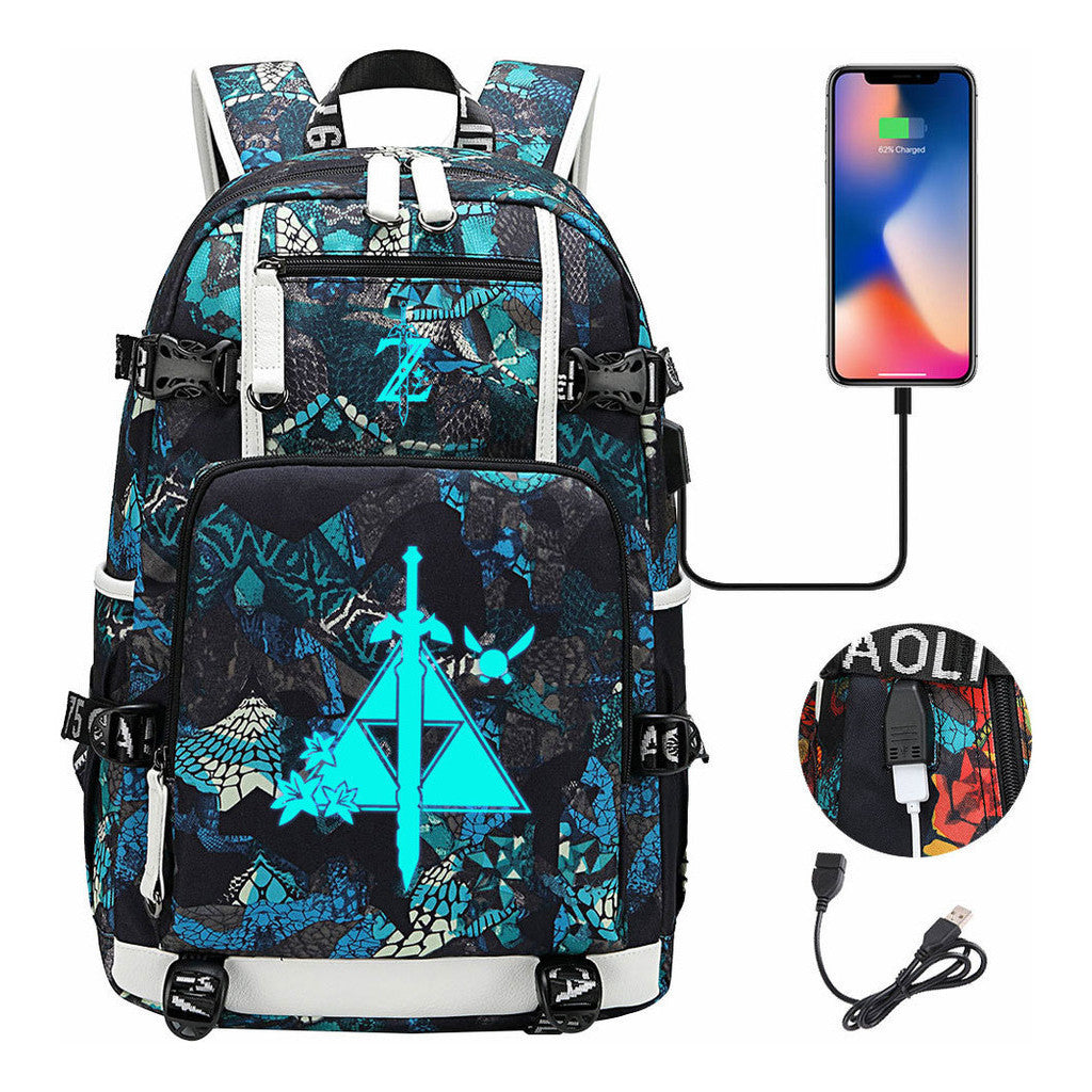 Legend Of Zelda Usb Youth Student Backpack For Men And Women's Leisure Travel Backpack
