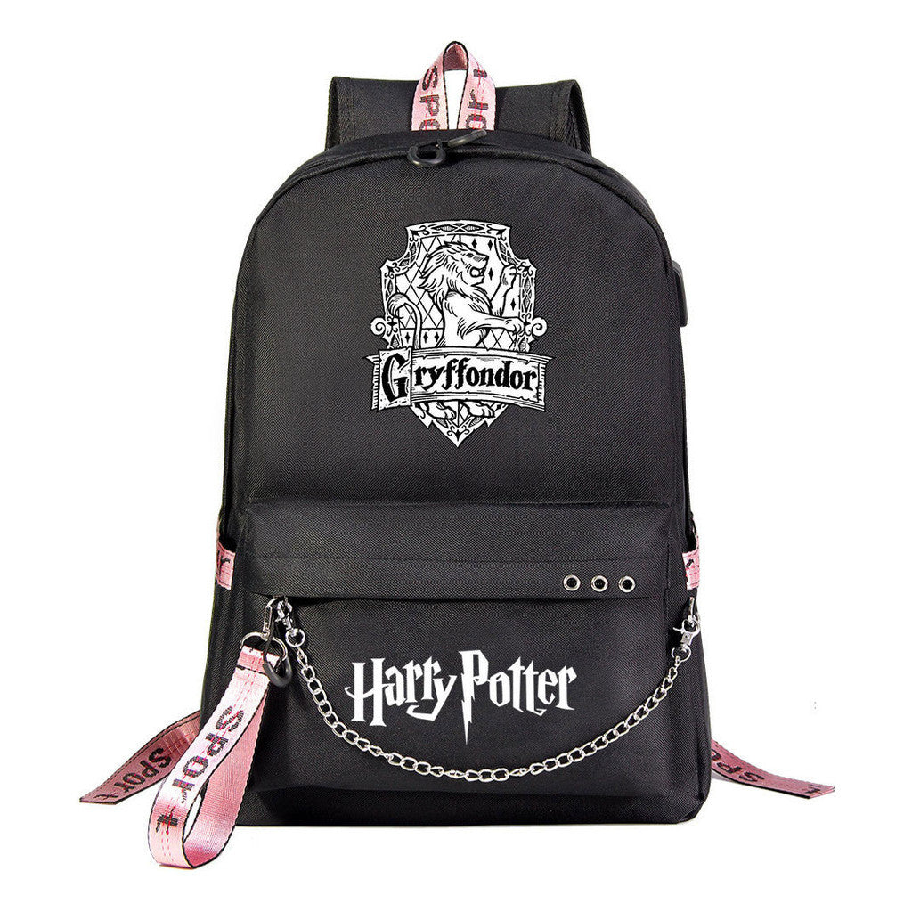 School Of Witchcraft And Wizardry Emblem Usb Student School Bag Leisure Travel Backpack