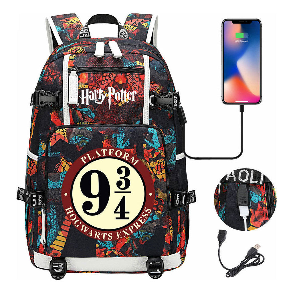 School Of Witchcraft And Wizardry Usb Earphones, Youth Student Backpacks, Leisure Travel Backpacks