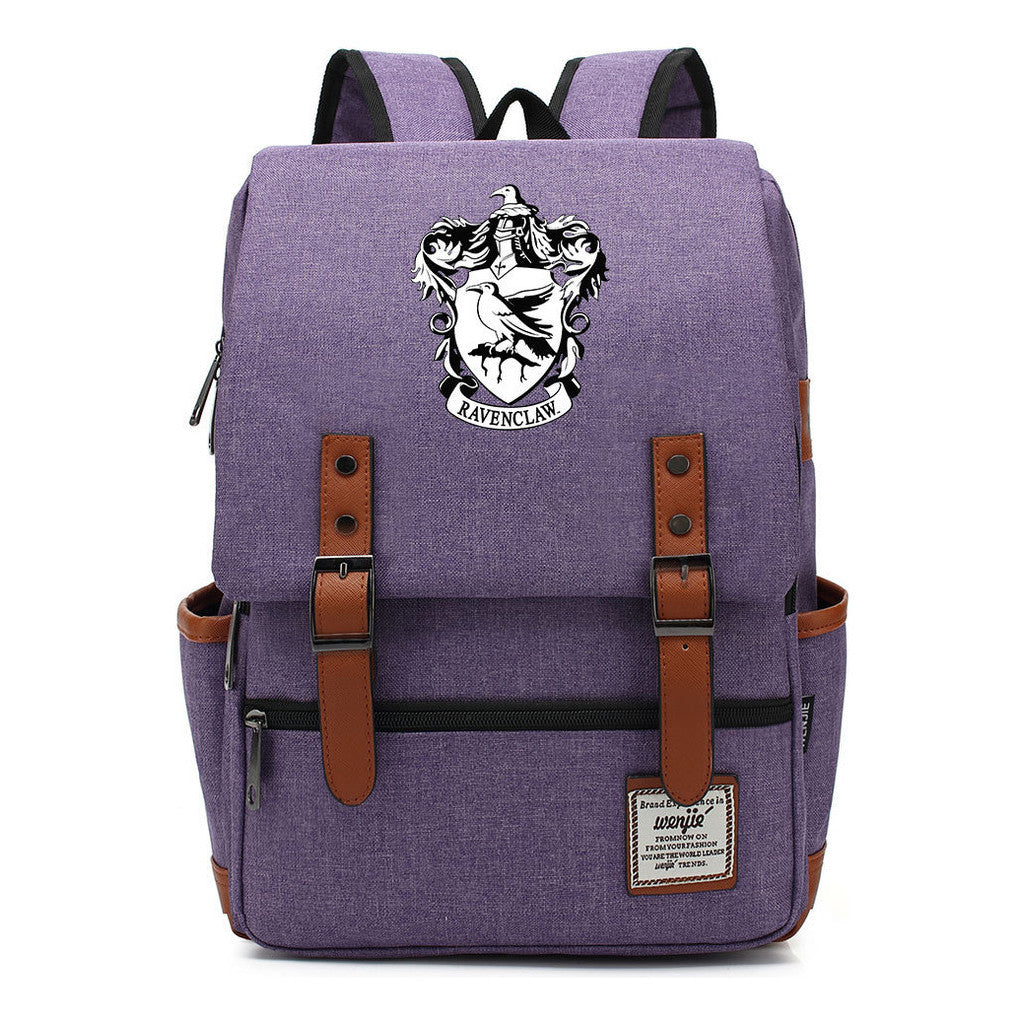 School Of Witchcraft And Wizardry Printed Youth School Bag Casual Belt Buckle Classic Backpack 38*27*12.5cm