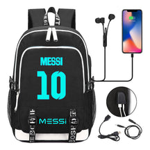 Blue Luminous Sports Football Star Teenagers Schoolbag Usb Leisure Backpack Men And Women
