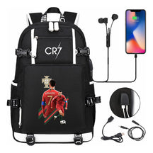Football Dribbling Star Cristiano Ronaldo Printed Usb Large Capacity Youth Student Backpack For Men And Women's Leisure Travel Backpack