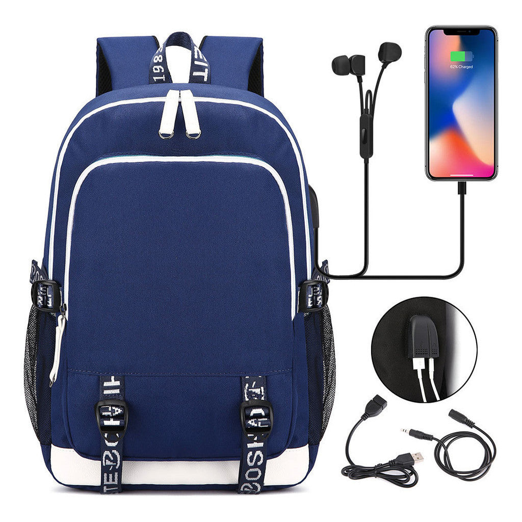 Usb Youth Primary And Secondary School Student Backpack For Men And Women's Leisure Sports Backpack