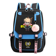 My Heroes Academy Usb Youth Student Backpack For Boys And Girls, Casual Woven Strap Flip Back Backpack