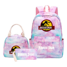 Jurassic Park Dinosaur Youth Student Girls School Bag Lunch Bag Three Piece Set Backpack Set