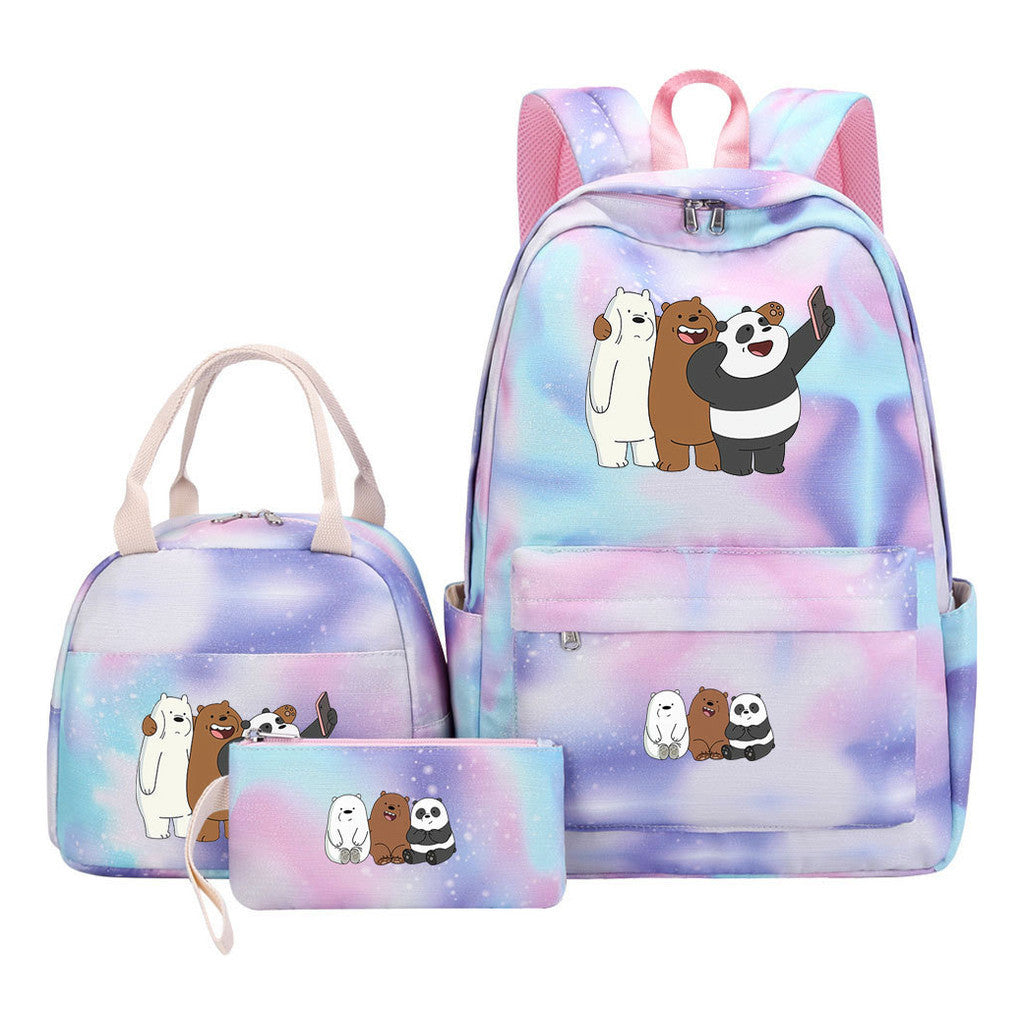 Cartoon Cute Three Cheap Bear Student Backpack Lunch Bag Three Piece Set Backpack Set