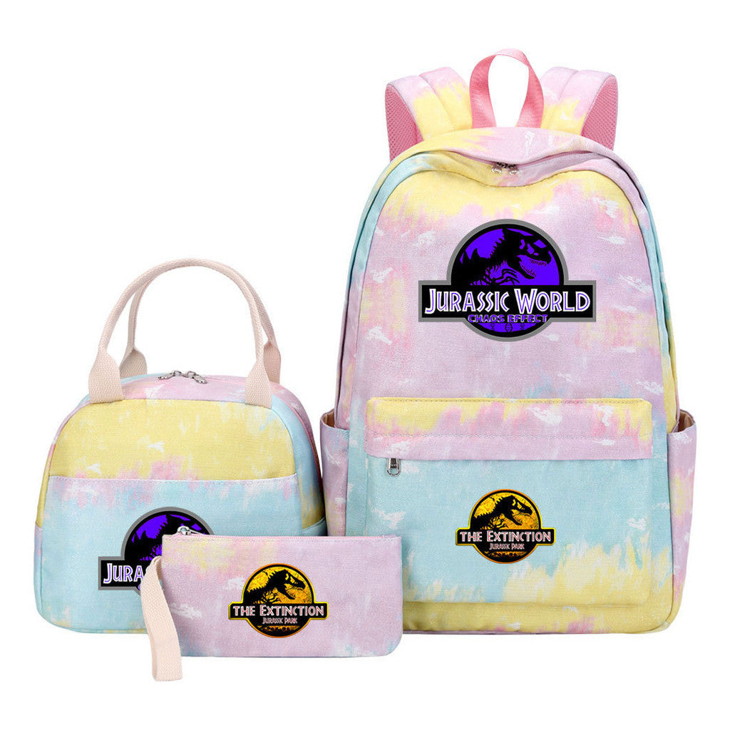 Jurassic Park Dinosaur Youth School Bag Lunch Bag Three Piece Set Backpack Set
