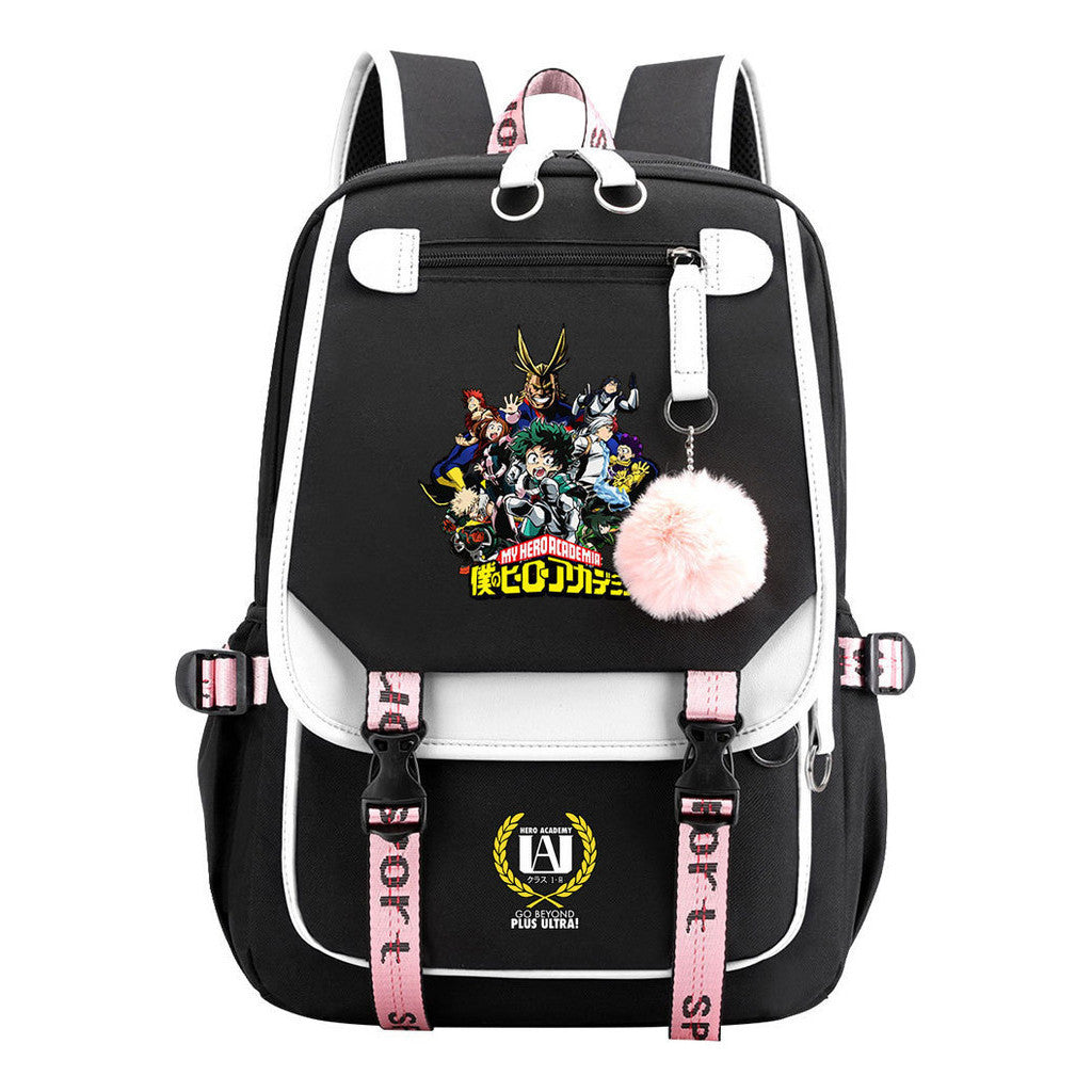My Heroes Academy Usb Student Backpack, Casual Woven Strap Flip Back Backpack