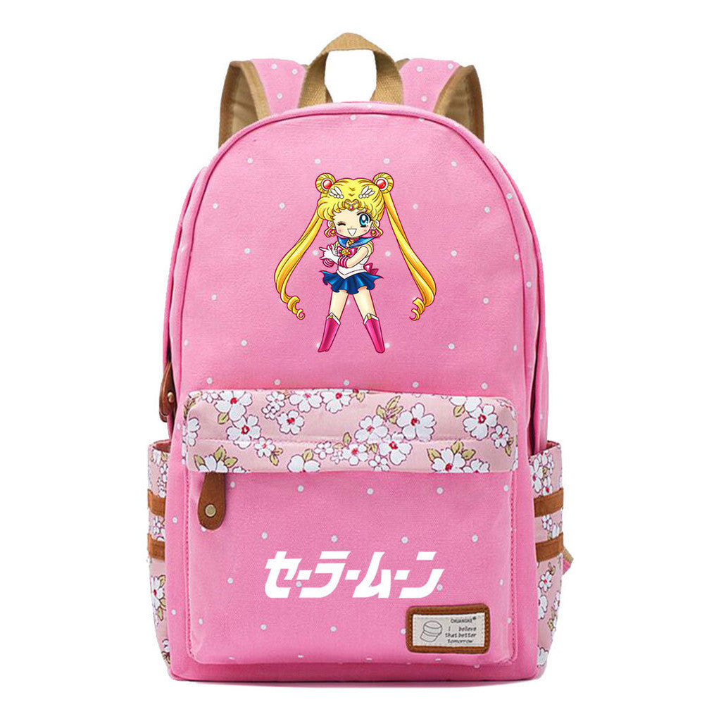 Anime Beauty Girl Warrior Student School Bag Fragmented Flower Boy's And Girl's Leisure Backpack