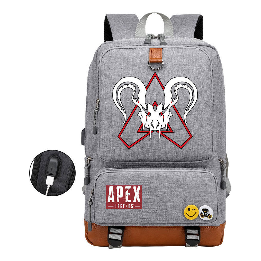 Apex Hero Print Usb Student Backpack For Leisure Travel Backpack
