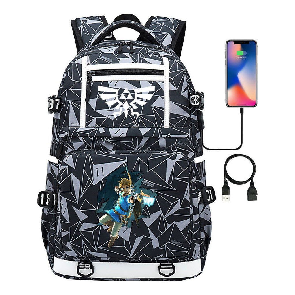 Legend Of Zelda Printed Usb Youth Student Backpack Men's And Women's Backpack Leisure Travel Bag