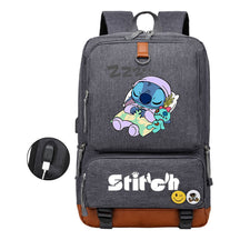 Anime Star Baby Stitch Printed Usb Youth Student Backpack For Men And Women's Leisure Travel Backpack