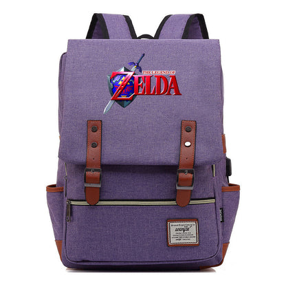 Printed Youth Student Backpack Usb Men's And Women's Casual Backpack