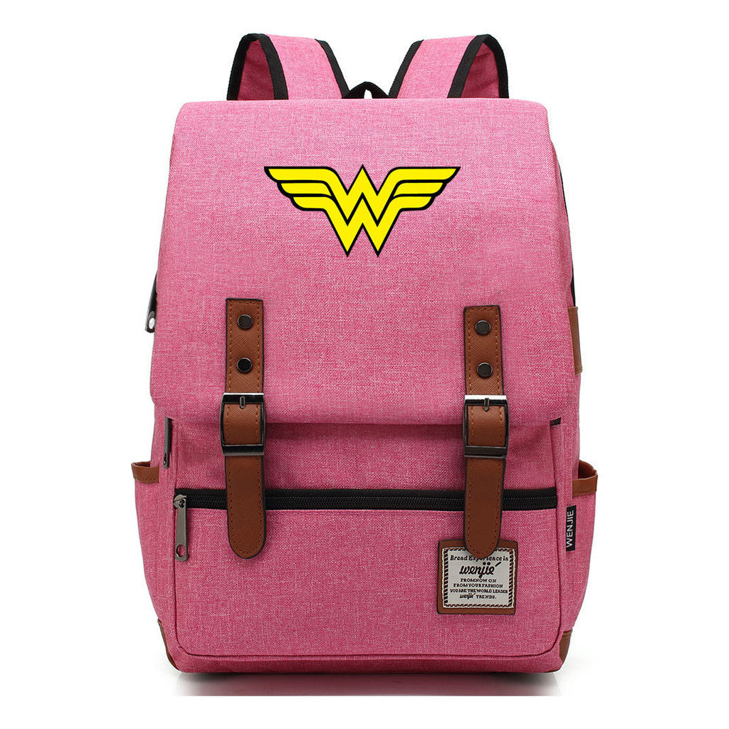 Anime Wonder Woman Printed Youth Student School Bag Men's And Women's Leisure Belt Buckle Backpack