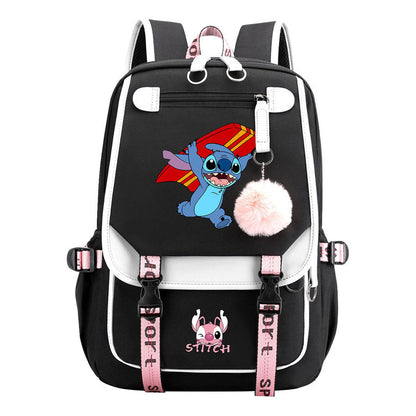 Usb Student Backpack Men's And Women's Casual Woven Strap Flip Backpack