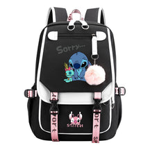 Interstellar Baby Stitch Usb Backpack For Men And Women, Casual Woven Strap Flip Back Backpack