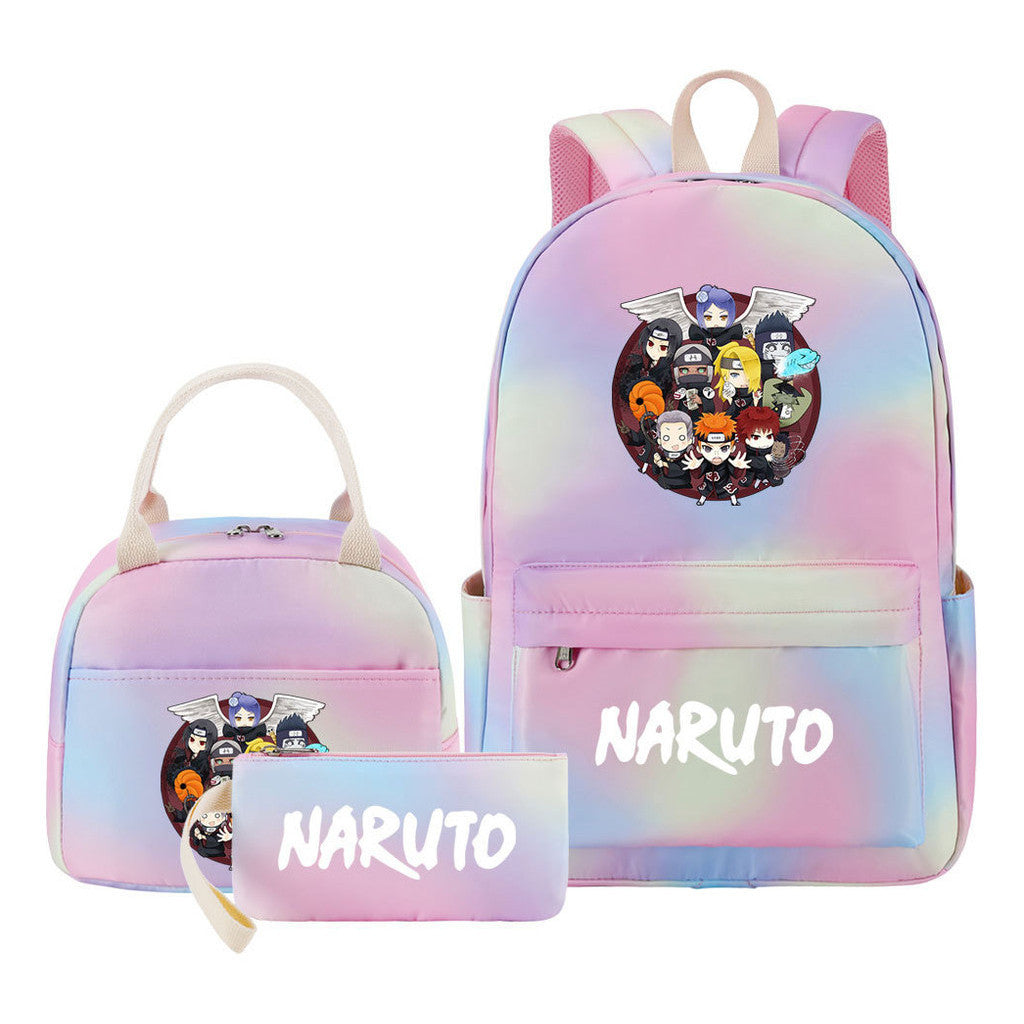 Naruto Student Girl Backpack Lunch Bag Three Piece Set Backpack