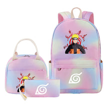 Naruto Youth Student School Bag Lunch Bag Three Piece Set Backpack Set