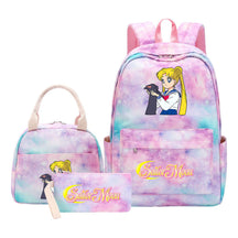 Beautiful Girl Warrior Student Schoolbag Lunch Bag Three Piece Set Backpack Cover