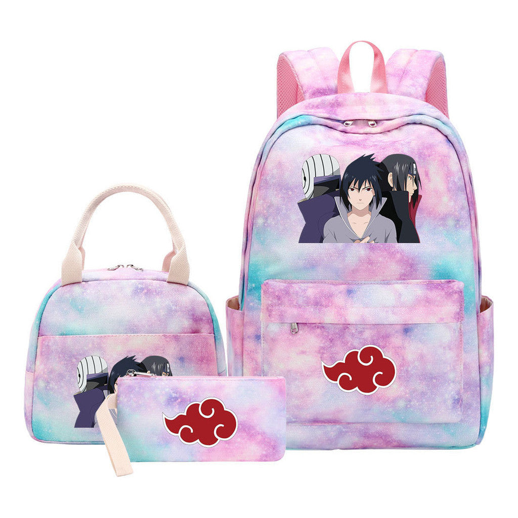 Naruto Student Girl Backpack Lunch Bag Three Piece Set Backpack Set
