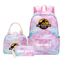 Jurassic Park Dinosaur Youth Student Girls School Bag Lunch Bag Three Piece Set Backpack Set