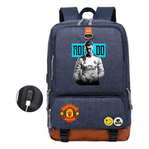 Football Star Cristiano Ronaldo Printed Usb Youth Student Backpack For Leisure Travel Backpack