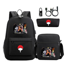 Naruto Usb Password Lock Year Student School Bag Three Piece Set Backpack Set