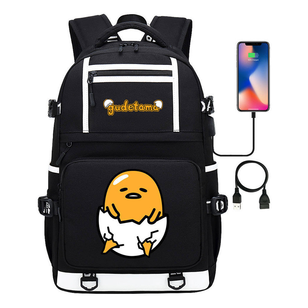 Cartoon Cartoon Lazy Egg Usb Student Backpack Backpack Leisure Travel Bag