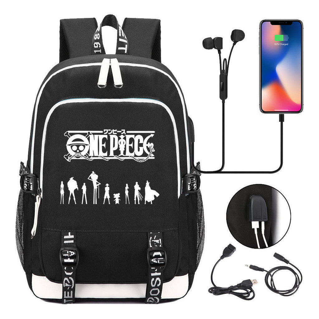 Pirate King Youth School Bag Usb Men's And Women's Leisure Backpack