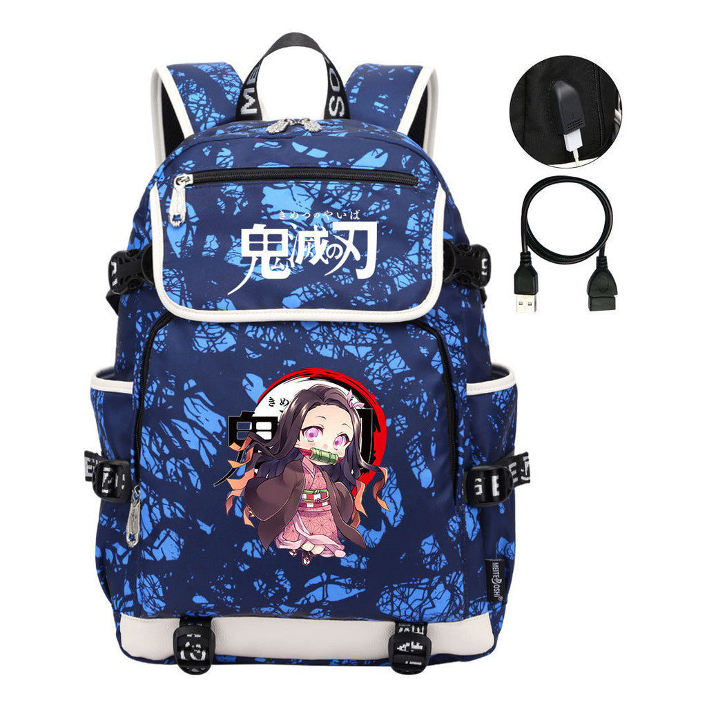 Anime Cartoon Usb Youth Student Backpack For Men And Women Leisure Backpack