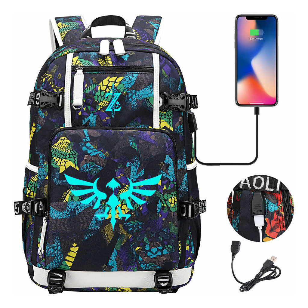 Legend Of Zelda Usb Youth Student Backpack For Men And Women's Leisure Travel Backpack
