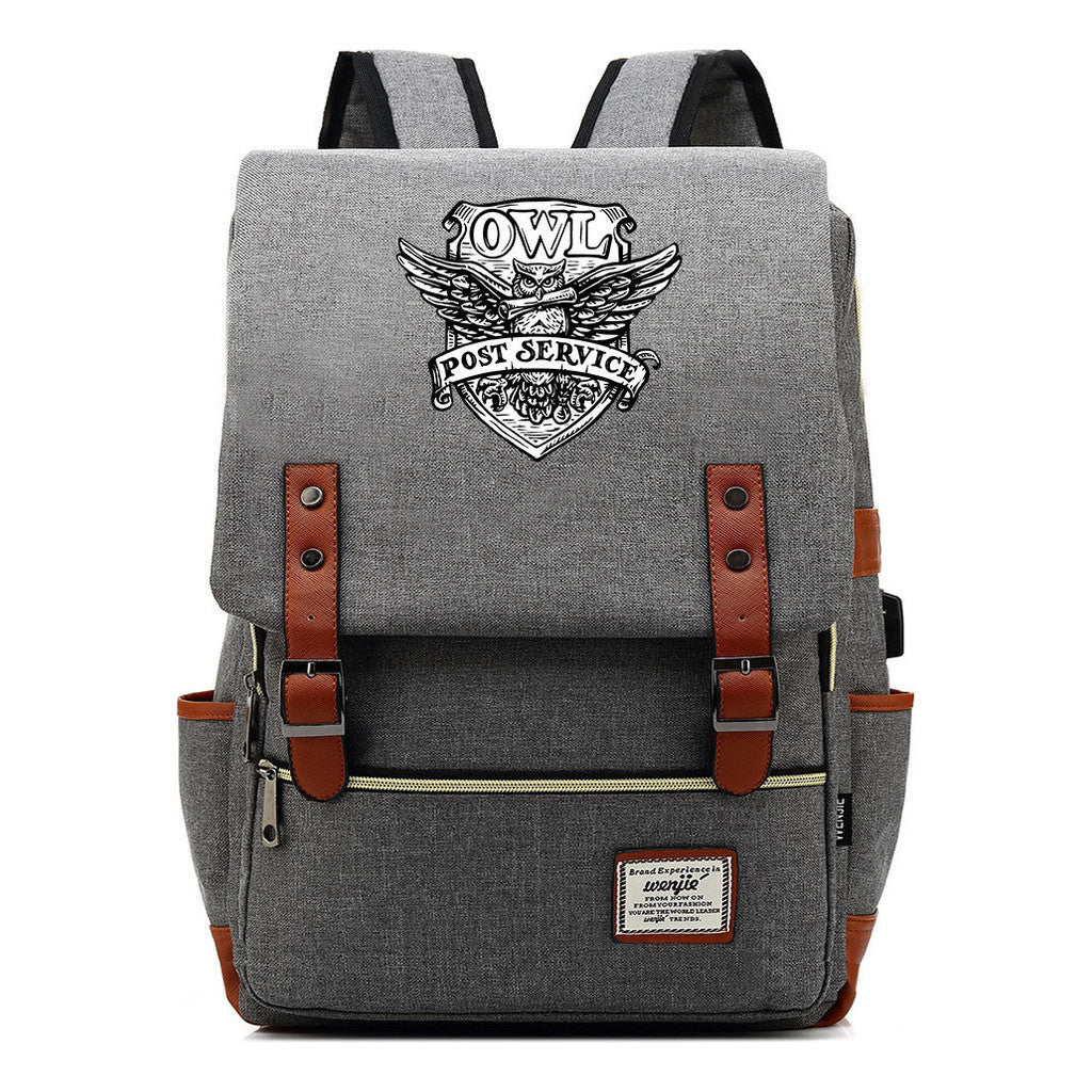 School Of Witchcraft And Wizardry Youth Student Backpack Usb Men's And Women's Leisure Belt Buckle Backpack