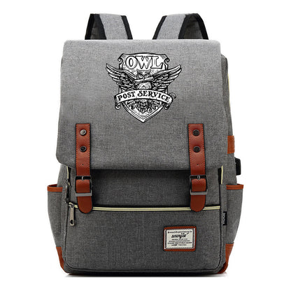 School Of Witchcraft And Wizardry Youth Student Backpack Usb Men's And Women's Leisure Belt Buckle Backpack