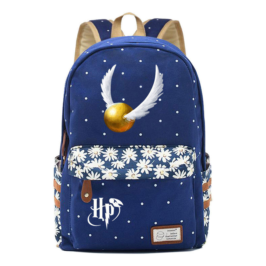 School Of Witchcraft And Wizardry Student Backpack, Floral Canvas, Female Backpack