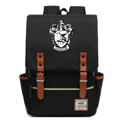 School Of Witchcraft And Wizardry Printed Youth School Bag Casual Belt Buckle Classic Backpack 38*27*12.5cm