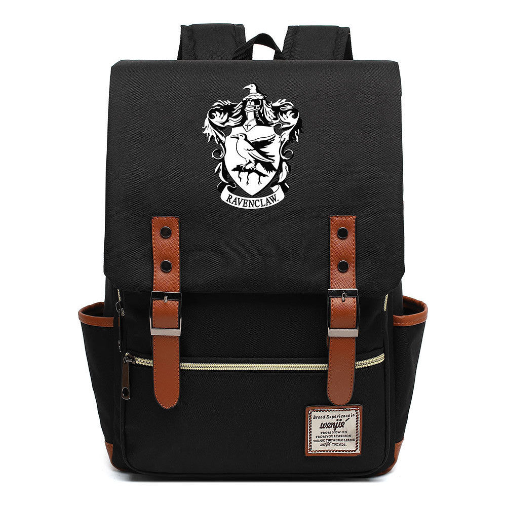 School Of Witchcraft And Wizardry Printed Youth School Bag Casual Belt Buckle Classic Backpack 38*27*12.5cm
