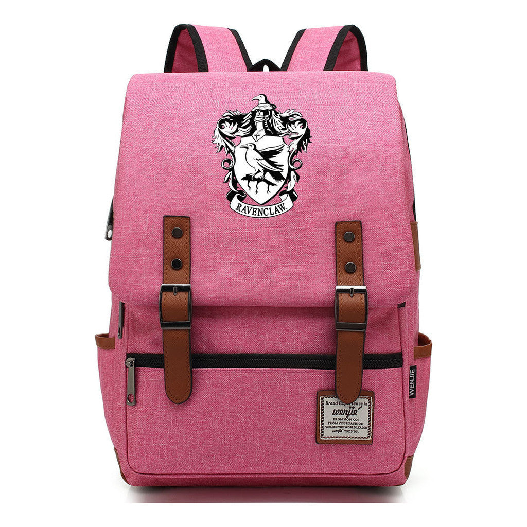 School Of Witchcraft And Wizardry Printed Youth School Bag Casual Belt Buckle Classic Backpack 38*27*12.5cm