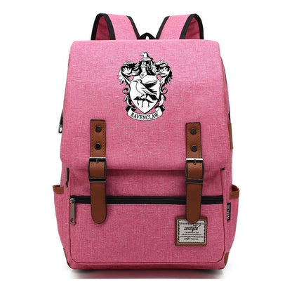 School Of Witchcraft And Wizardry Printed Youth School Bag Casual Belt Buckle Classic Backpack 38*27*12.5cm