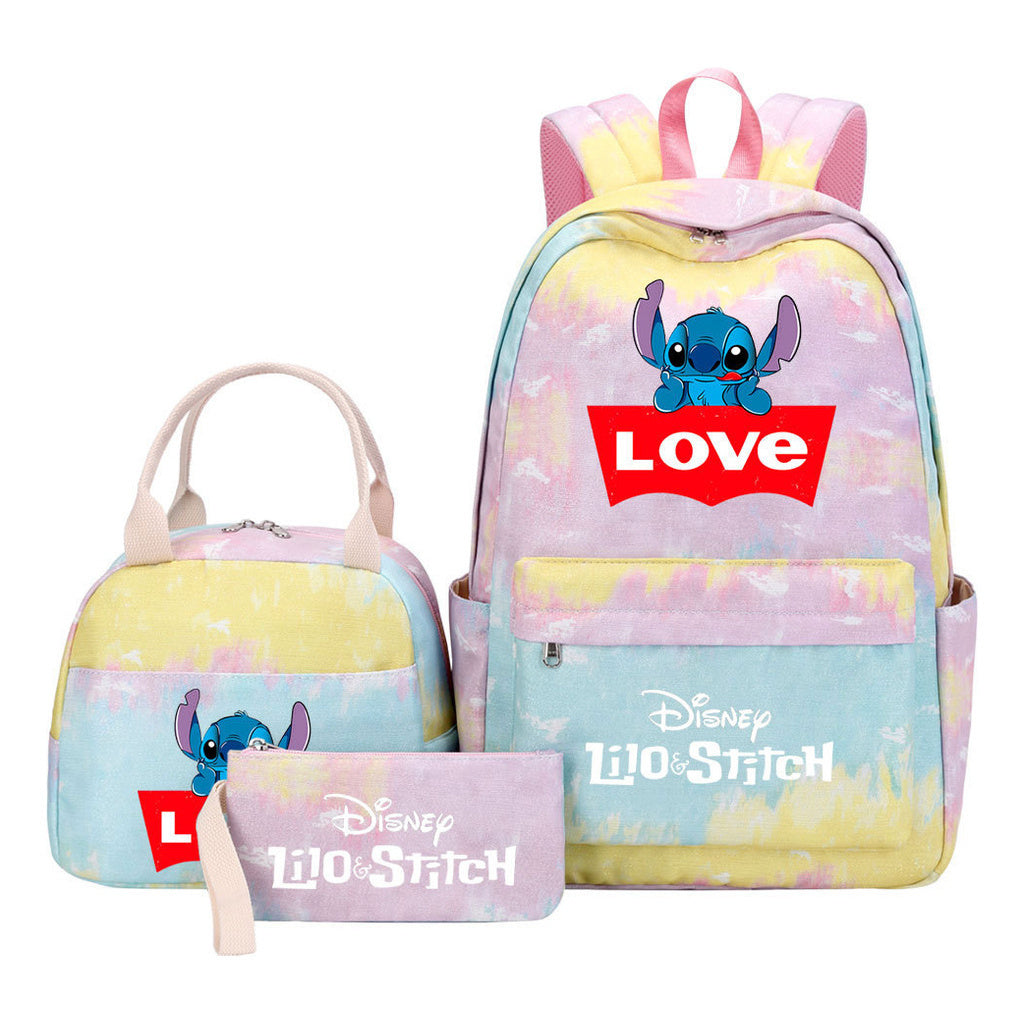Interstellar Baby Stitch Youth Student Girls School Bag Lunch Bag Three Piece Set Backpack Set