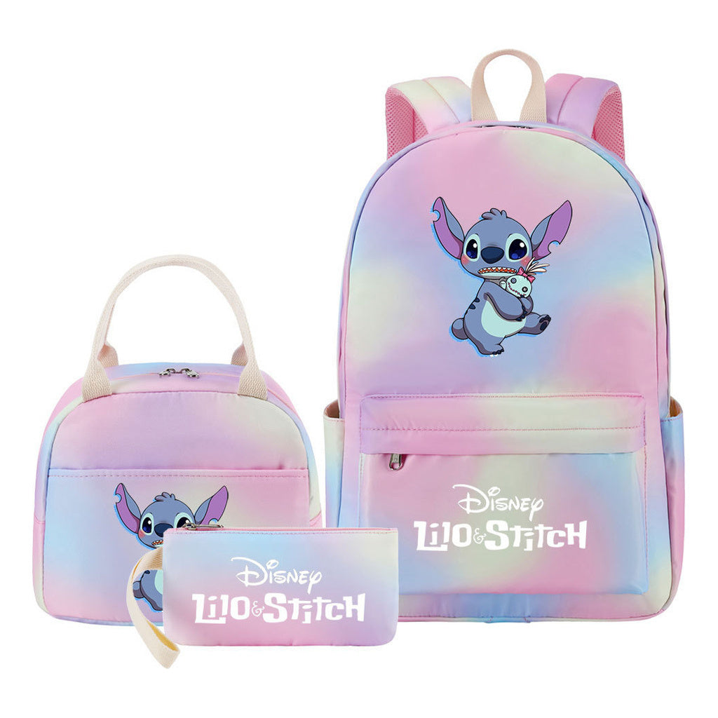 Interstellar Baby Stitch Youth Student Girls School Bag Lunch Bag Three Piece Set Backpack Set