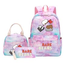 Cartoon Cute Three Bears Youth Student Girls School Bag Lunch Bag Three Piece Set Backpack Set