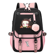 Cartoon Fashion Usb Youth Student Backpack Boy's And Girl's Leisure Ribbon Flip Backpack