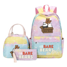 Cartoon Cute Three Bears Youth Student Girls School Bag Lunch Bag Three Piece Set Backpack Set