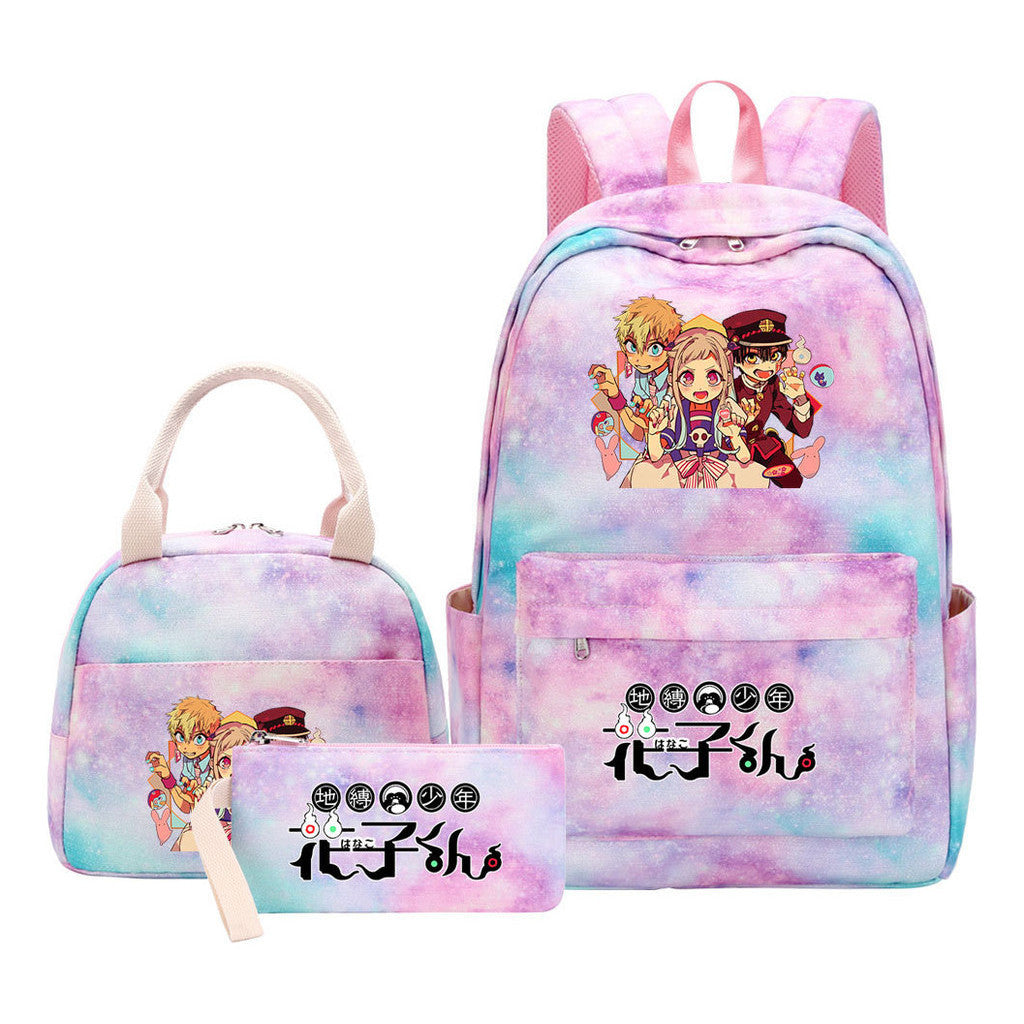 Ground Bound Youth Huazijun Student Girls School Bag Lunch Bag Three Piece Set Backpack Set