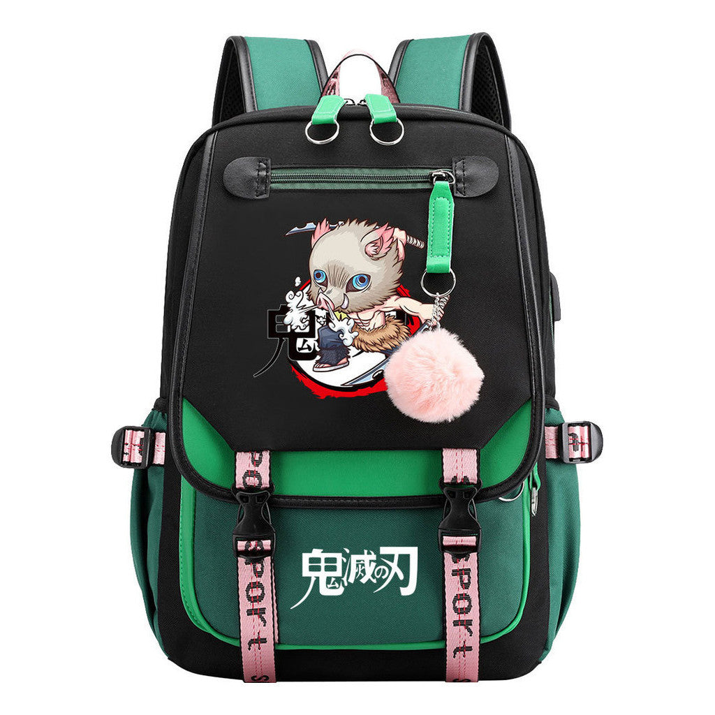 Cartoon Fashion Usb Student Backpack With Casual Woven Strap Flip Back Backpack