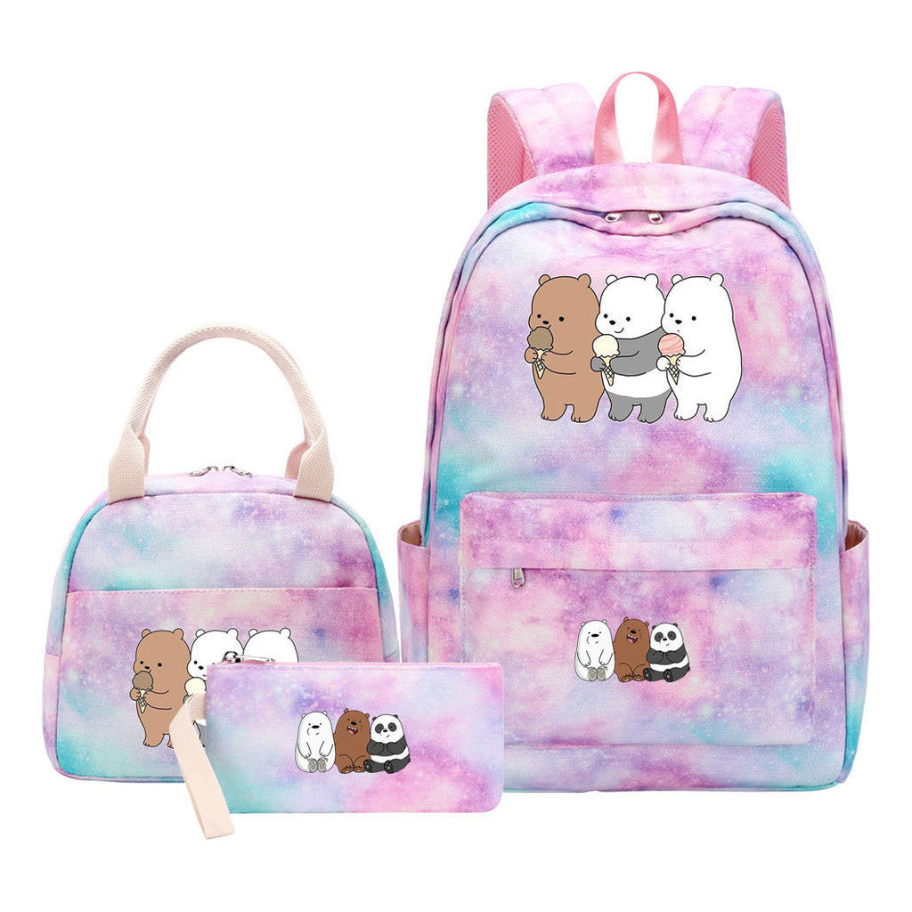 Cartoon Cute Three Cheap Bear Student Backpack Lunch Bag Three Piece Set Backpack Set