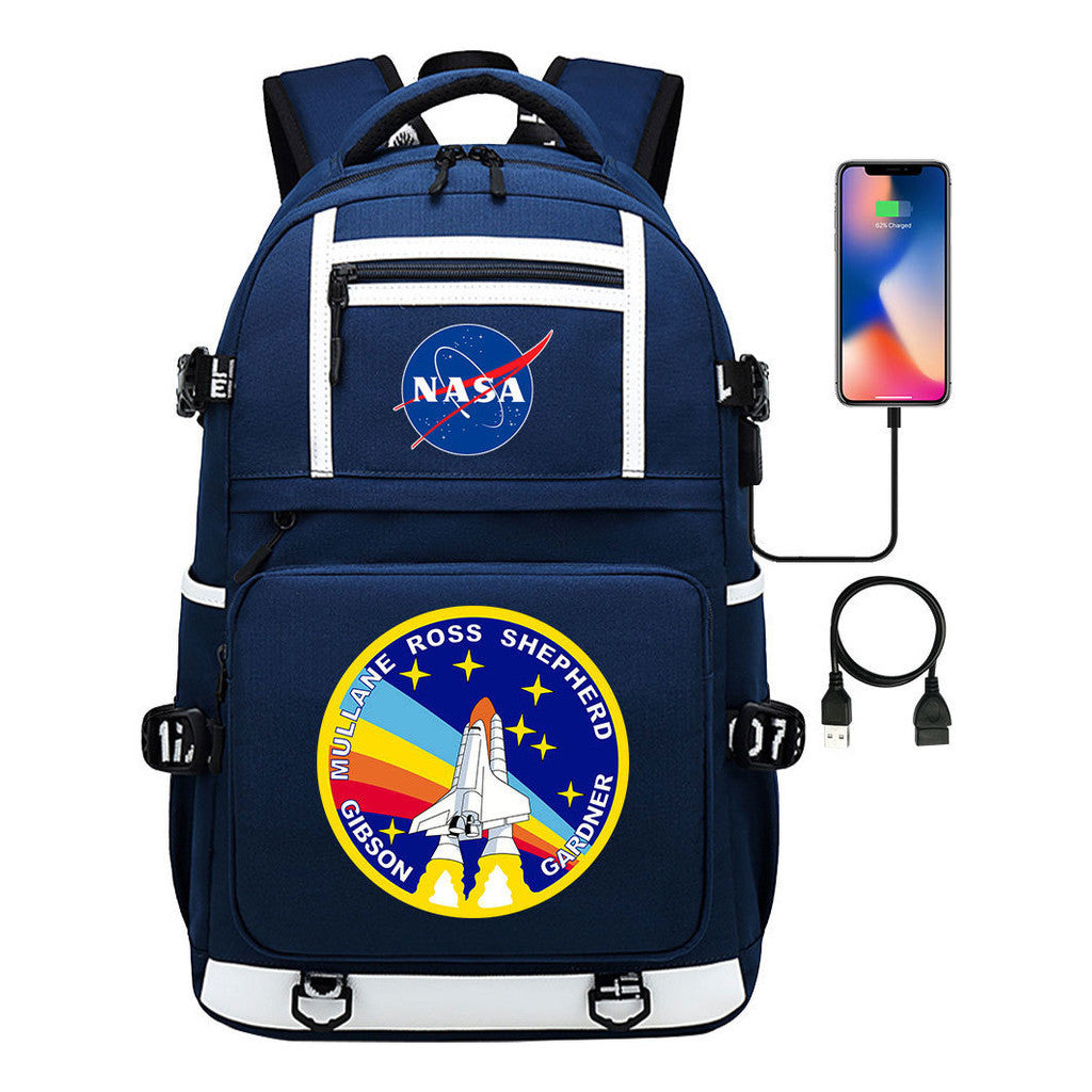 Fashionable Space Printed Usb Student Backpack Backpack Leisure Travel Backpack