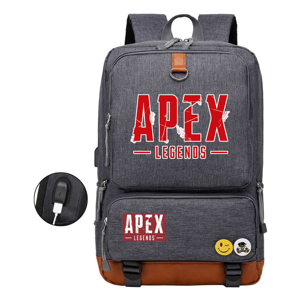 Apex Hero Print Usb Youth School Bag Leisure Travel Backpack