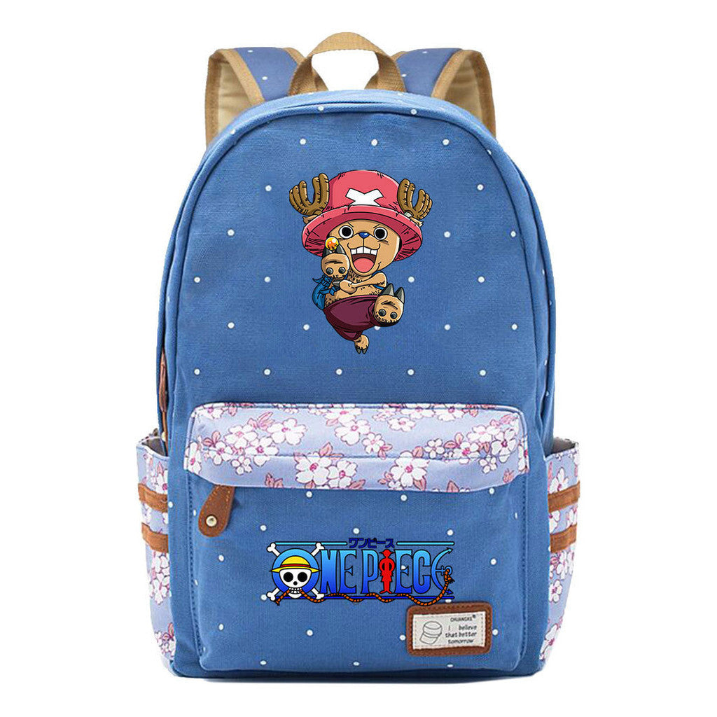 Anime Pirate Wang Lufei Printed Student School Bag Fragmented Flower Leisure Backpack