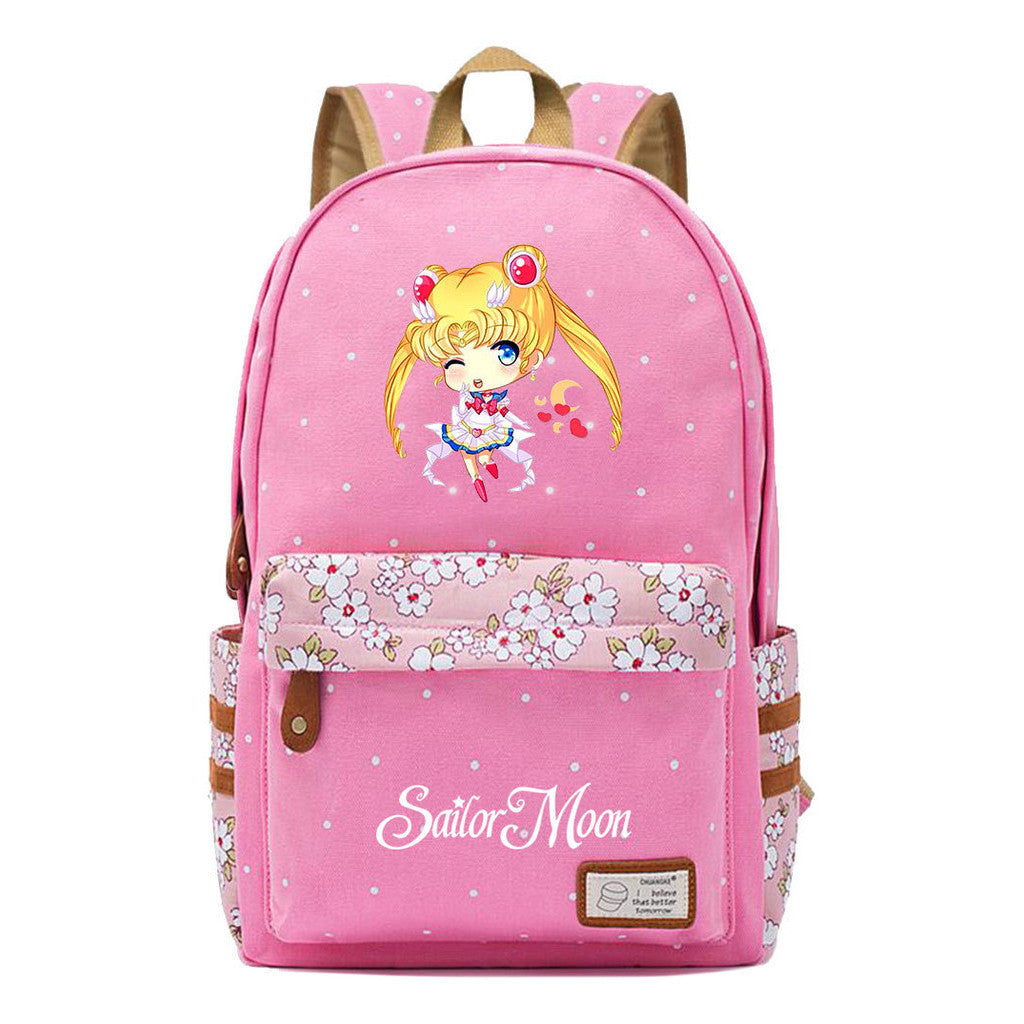 Anime Beauty Girl Warrior Youth School Bag Fragmented Flower Leisure Backpack